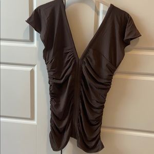 BCBG shirred brown top